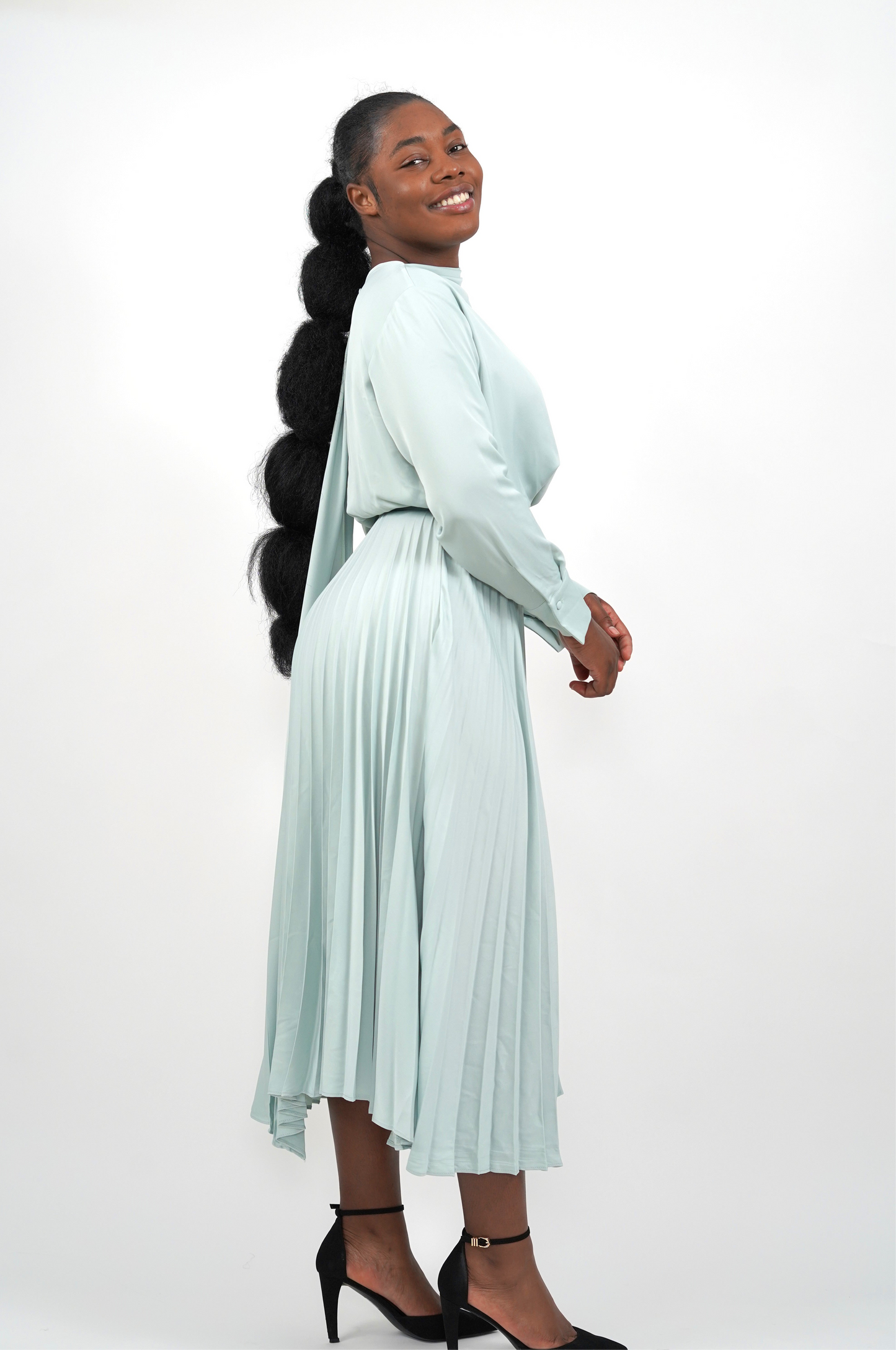 Isabella scarfed Turquoise dress