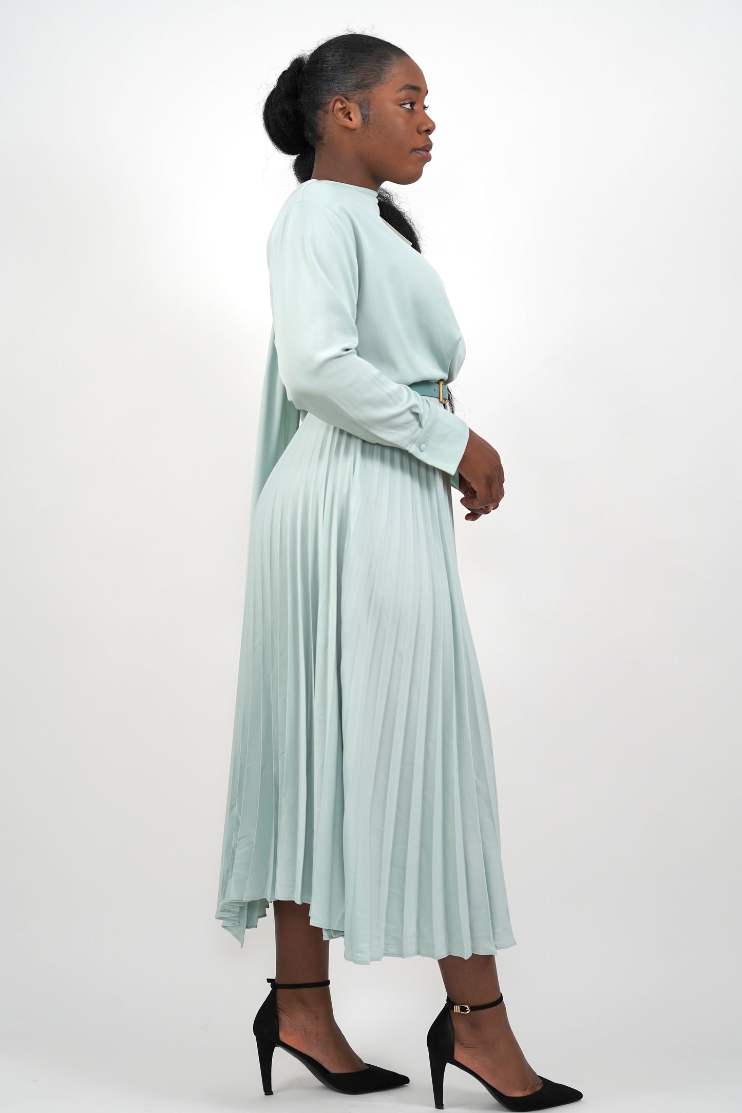 Isabella scarfed Turquoise dress