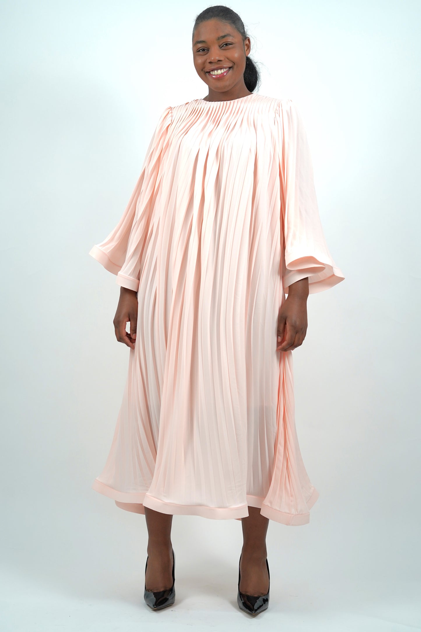 Savannah Blush Pleated Midi Dress