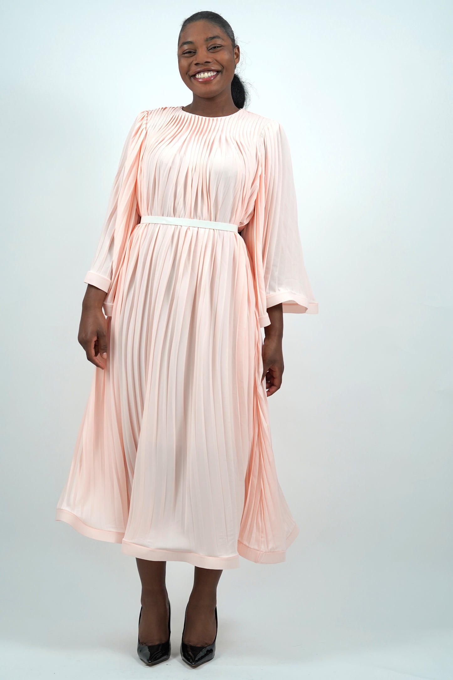 Savannah Blush Pleated Midi Dress