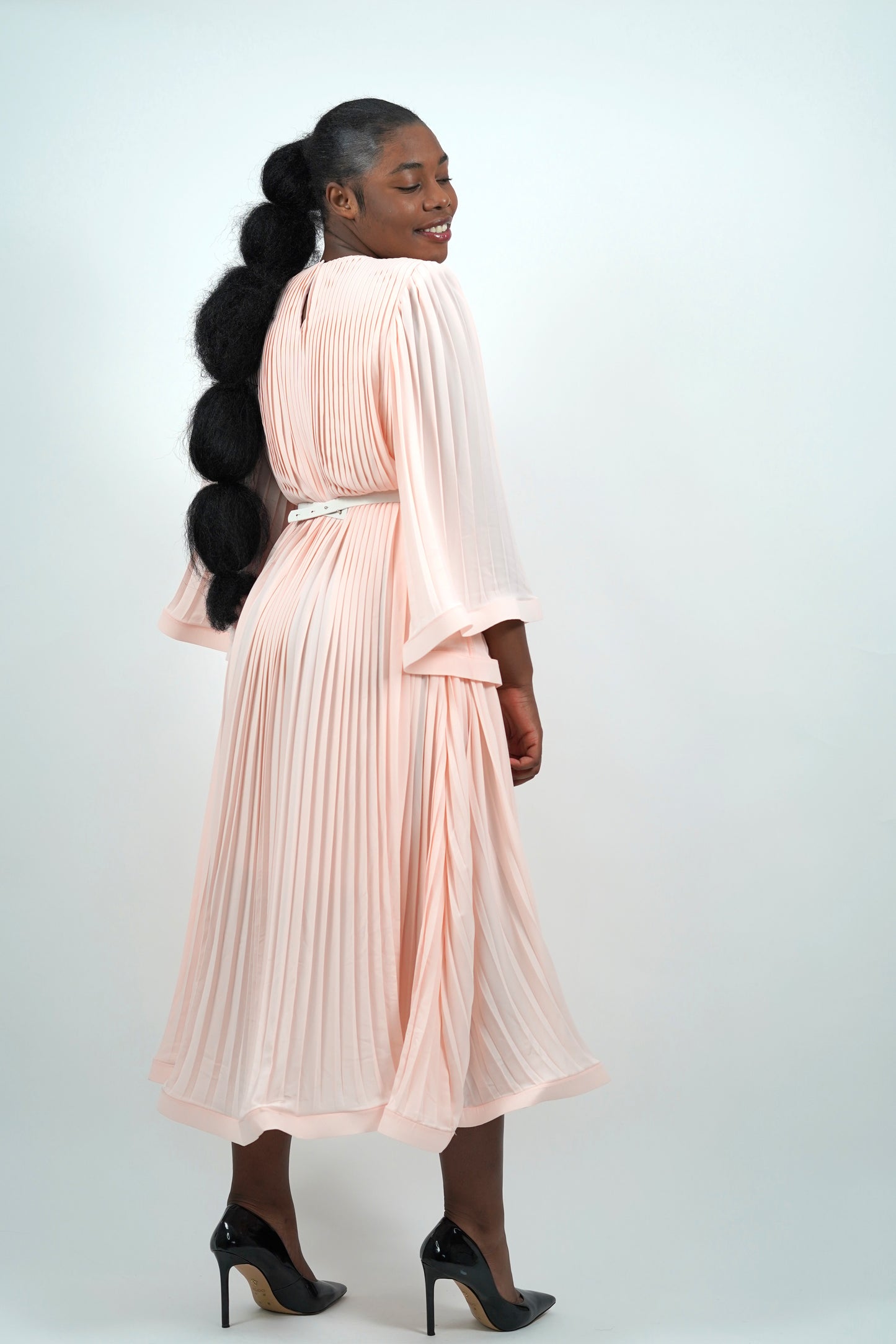 Savannah Blush Pleated Midi Dress