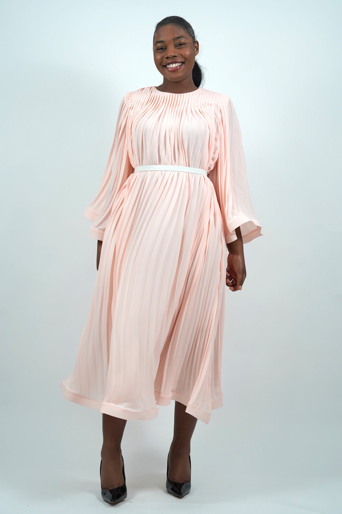 Savannah Blush Pleated Midi Dress