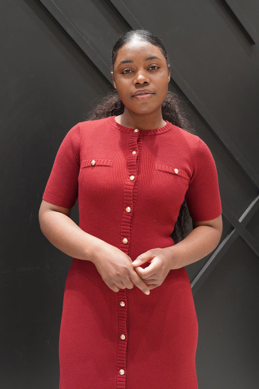 Adèle Button-Down Knit Midi Dress